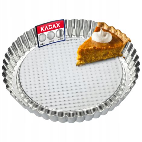 KADAX Moule à tartelette en tôle galvanisée et antiadhésive, 3 tailles, moule à tarte aux fruits, rond, diamètre 22 cm, argenté (1/5)