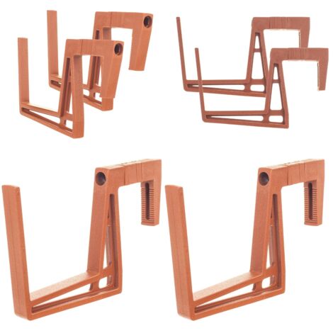 KADAX Lot de 2 supports de jardinière de balcon, en plastique, sans perçage, crochets réglables et supports pour jardinière, balcon, rouge brique