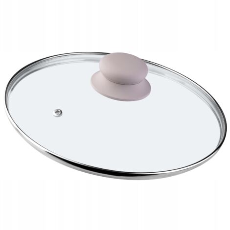 KADAX Couvercle en Verre avec Poignée en Silicone et Anneau de Ventilation, Accessoire de Cuisine pour Poêles, Marmites et Sauteuses (Beige, 24 cm) (1/5)