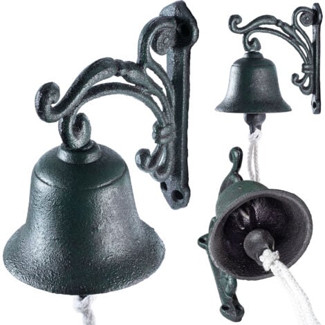 Relaxdays Cloche En Fonte, Design Antique, Motif Oiseau, Avec Corde