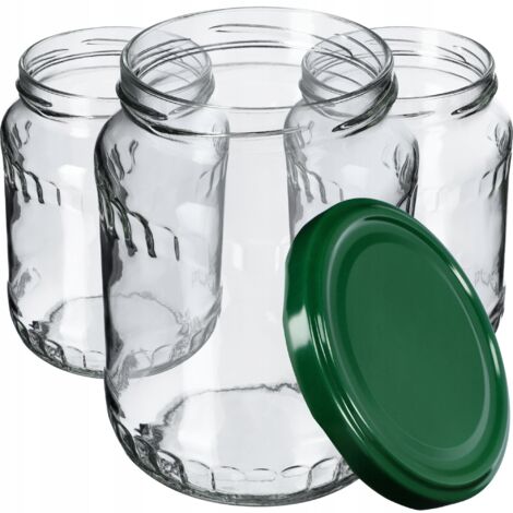 KADAX Lot de 48 bocaux à confiture 720 ml avec couvercles à visser - Verts (1/5)