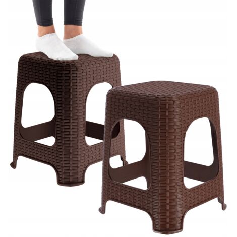 KADAX Tabouret Tabouret de Cuisine Rotin Marron 2 pcs (1/5)