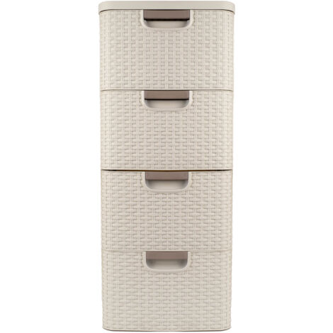 Tour de bureau 4 tiroirs 14L – Dimensions 32,8x37,8x79 cm – Matériau polypropylène – Résistant à l'humidité – Couleur ivoire – Bricoline - 4x14L