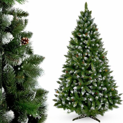 Sapin de Noël artificiel comme un vrai pin dense de 180 cm recouvert de neige avec diamant de qualité supérieure (1/5)