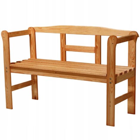 Kadax – Banc de jardin avec dossier en bois de pin naturel 119 x 44 x 76 cm – Boîte de rangement intégrée – Pour terrasses et jardins