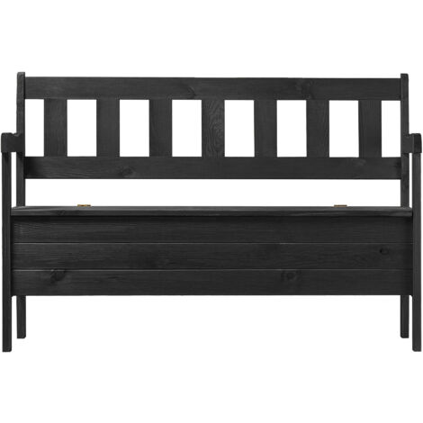KADAX Banc de Jardin en Bois avec Dossier 120cm avec Box Terrasse Balcon Anthracite (1/5)