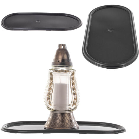 Bougeoir bougie 44 Cm plateau funéraire dessous de verre en plastique (1/5)