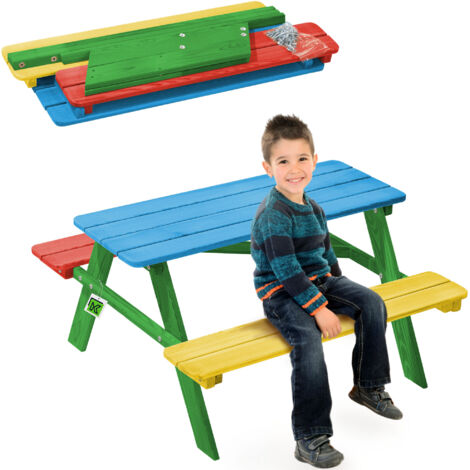 Banc de jardin KADAX Banc en bois pour enfants avec table pour le jardin