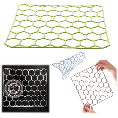 Tapis de grille d'insertion d'évier, tampon de protection en caoutchouc hexagonal 26x23 Cm