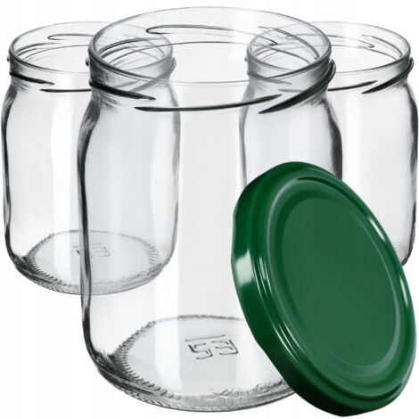 KADAX Bocaux à confiture 540 ml avec couvercles à vis - Bocaux à confiture - Bocaux de conservation pour concombres (48 pièces, vert) (1/5)