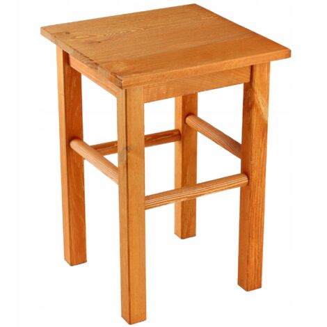 KADAX Tabouret en Bois de Pin Naturel, Élégante Chaise pour Ajouter Une Touche de Charme Rustique à Votre Décoration Intérieure (Orange)