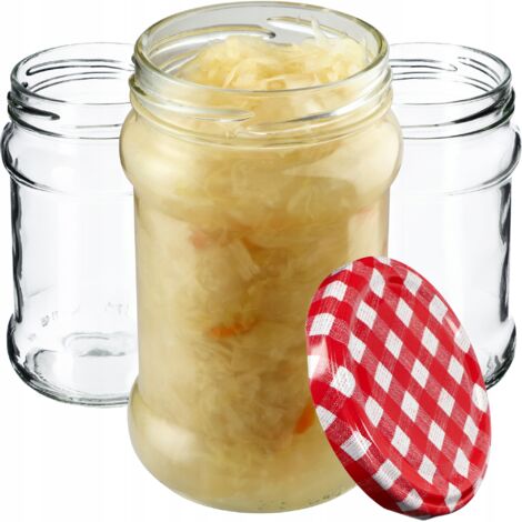 KADAX 50x Bocaux de Conservation 315ml Pot en Verre Confiture Miel + bouchons Fi66 (1/5)