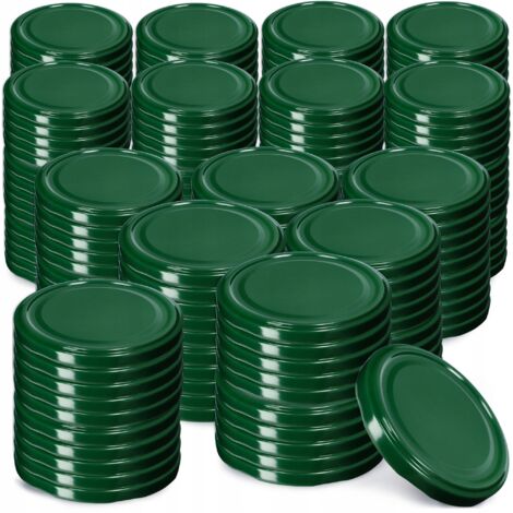 KADAX Lot de 200 couvercles à visser fi89 mm - En métal - To89 - Pour bocaux de 1700 ml - Avec 6 dents d'encliquetage - Vert (1/5)