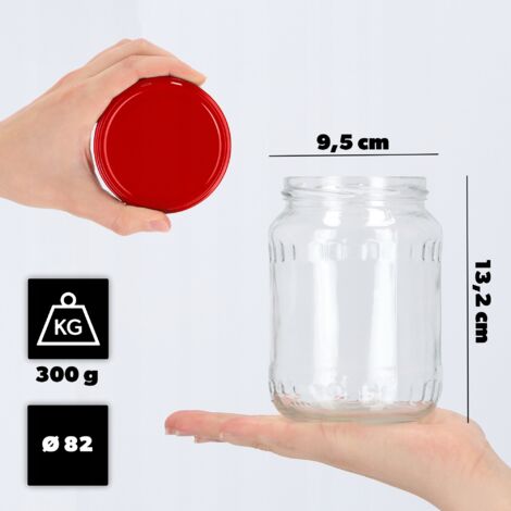 Lot De 50 Pots En Verre De 350ml Avec Couvercles à Visser 82mm - Idéaux Pour Confitures, Miel, Conserves Et Déco - 3