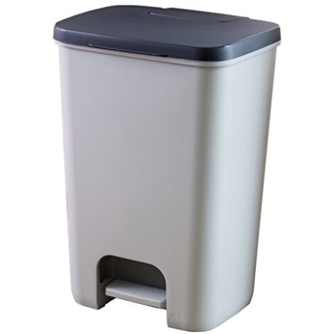 Curver – Poubelle à pédale 20 L – Corps gris clair – Plateau amovible pour nettoyage facile – Pédale hygiénique et robuste (1/10)
