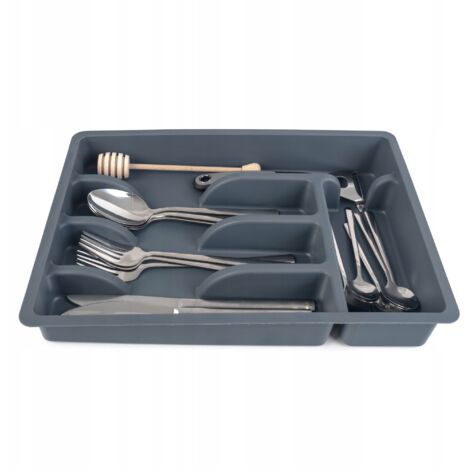KADAX Insert en plastique pour tiroir de cuisine, organiseur pour couverts, gris (1/5)
