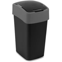 Curver – Poubelle automatique 25L – Couvercle basculant – Dimensions 26 x 34 x 47 cm – Couleur gris mat – Pour cuisine, bureau, salle de bain
