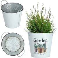 KADAX Pot de fleurs en métal, style rétro, pour orchidées, herbes, géraniums, bac à fleurs, bac à fleurs, bac à fleurs (14 cm, avec poignées)