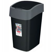 Curver – Poubelle automatique 45L – Couvercle à charnière étanche – Résistante aux chocs – Dimensions 29,4x37,6x65,3 cm – Couleur noire et argent