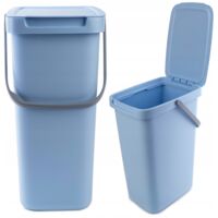 KADAX Poubelle avec couvercle et poignée, en plastique, pour le tri sélectif, rectangulaire avec couvercle à charnière (bleu, 12 l)