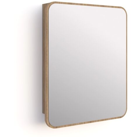 Armoire de salle de bain avec miroir et étagères - Chêne de Sonoma