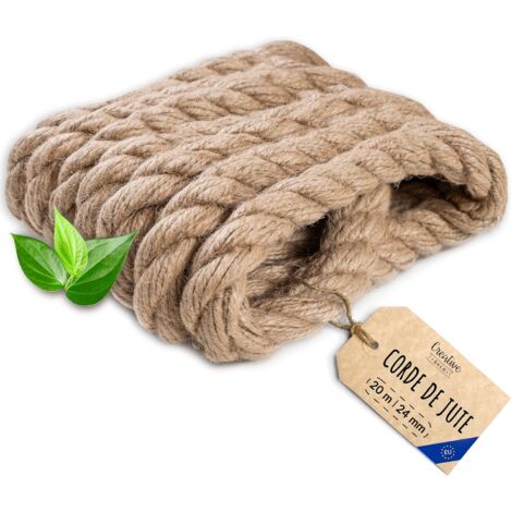 Creative Deco 20m Corde Jute 24mm - Personnalisable, Solide, Naturelle