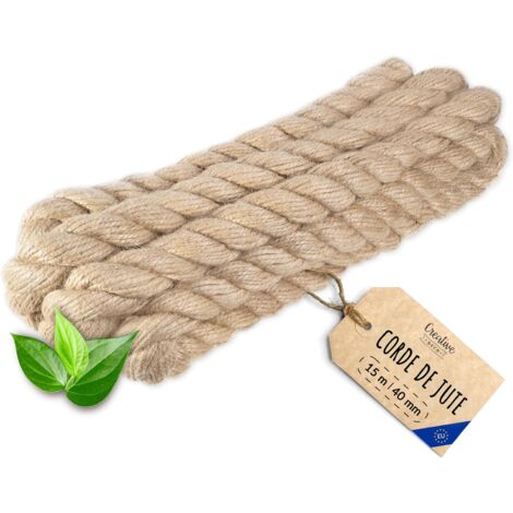 Creative Deco 15m Corde Jute 40mm - Personnalisable, Solide, Naturelle