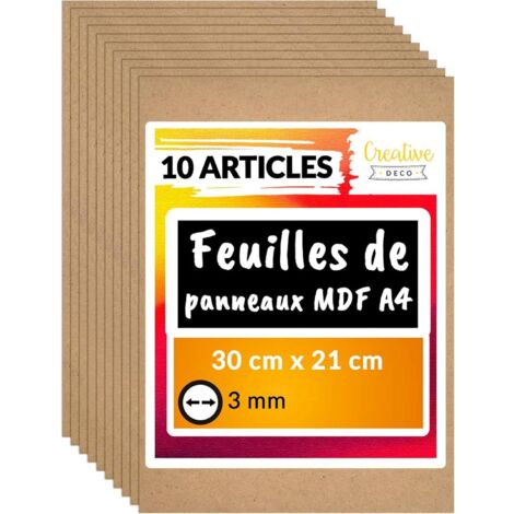 10 Panneaux MDF A4 300x210x3mm Bois Brut pour Découpe Laser