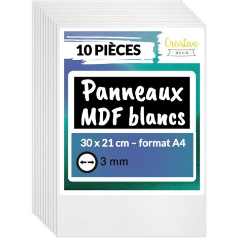 10 Panneaux MDF A4 Blanc 300x210x3mm Bois Brut pour Pyrogravure