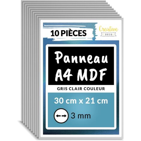 10 Panneaux MDF A4 Gris 300x210x3mm Bois Brut pour Gravure