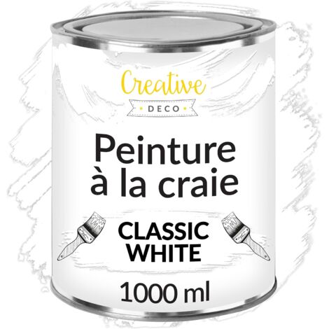 Peinture à la craie blanche 1L mat et lavable – Pour meubles en bois – Finition crayeuse – Sèche en 4 heures – Couvre 10m²