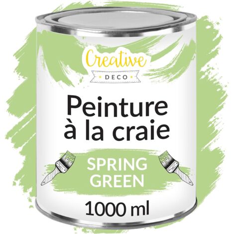 Peinture à la Craie Vert Printemps 1L Mat et Lavable pour Meuble