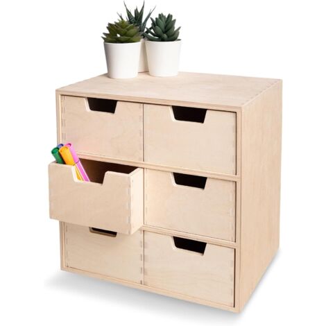 Petite Commode en Bois 6 Tiroirs - 28,5 x 20 x 28,5 cm