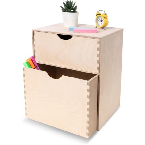 Petite Commode en Bois 2 Tiroirs - 25 x 20 x 31 cm