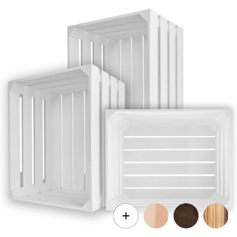 Caisse de Rangement Vintage en Bois Blanc - 50 x 40 x 30 cm