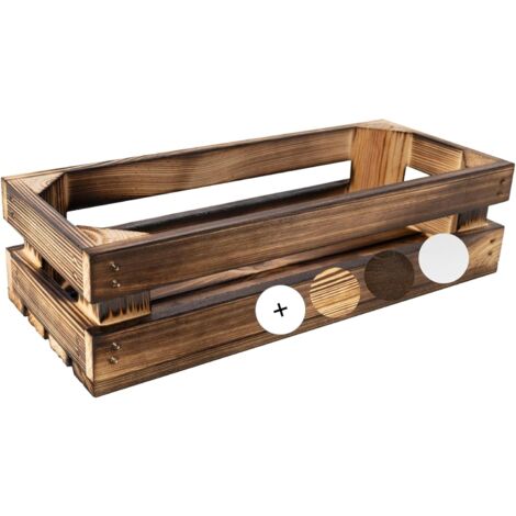 Caisse de Rangement Vintage en Bois Flammé 34 x 14 x 9 cm