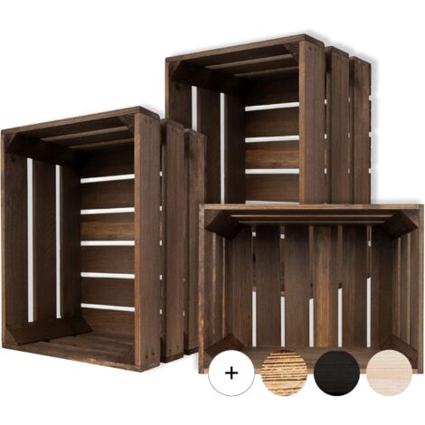 Caisse de Rangement Vintage en Bois Wengé - 40 x 30 x 23 cm