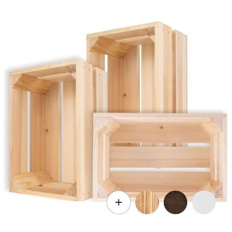 Caisse de Rangement Vintage en Bois Naturel - 50 x 40 x 30 cm