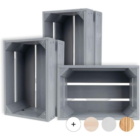 Caisse de Rangement Vintage en Bois Gris - 30 x 20 x 15 cm