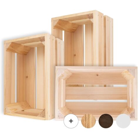 Caisse de Rangement Vintage en Bois Naturel - 30 x 20 x 15 cm
