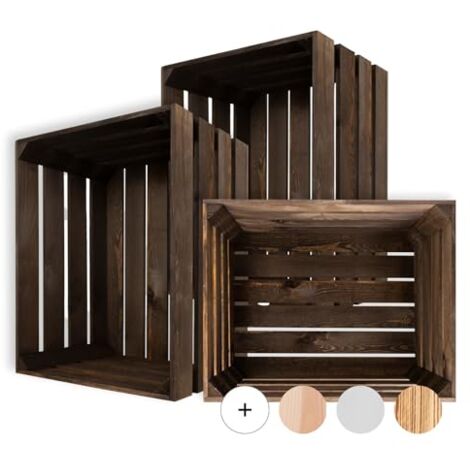 Caisse de Rangement Vintage en Bois Wengé - 50 x 40 x 30 cm