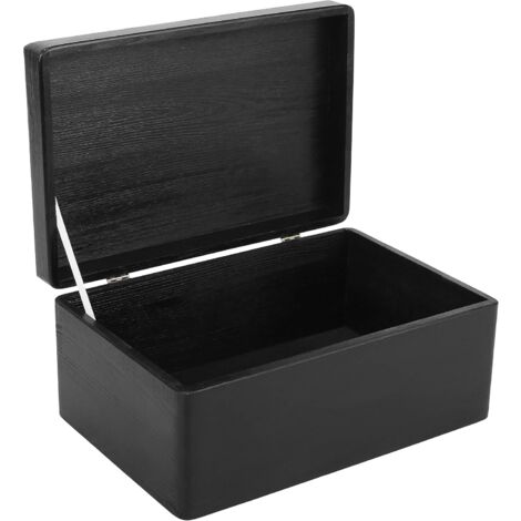 Boîte de Rangement en Bois avec Couvercle Noir 30 x 20 x 14 cm