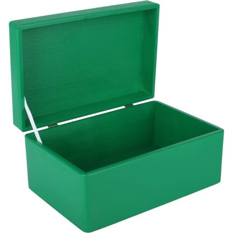 Boîte de Rangement en Bois avec Couvercle Vert 30 x 20 x 14 cm