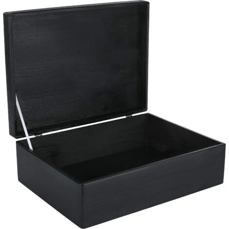 Boîte de Rangement en Bois avec Couvercle Noir 40 x 30 x 14 cm (1/5)