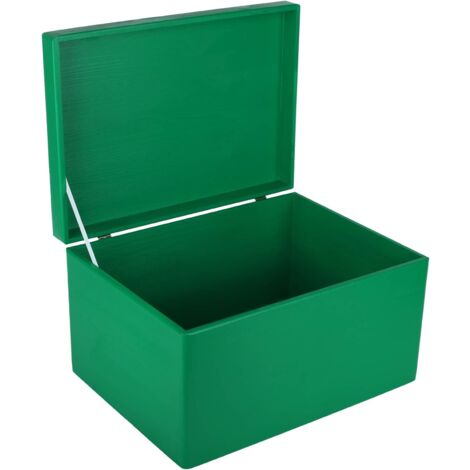 Boîte de Rangement en Bois avec Couvercle Vert 40 x 30 x 24 cm