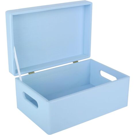 Boîte de Rangement en Bois avec Poignées Bleu 30 x 20 x 14 cm (1/5)