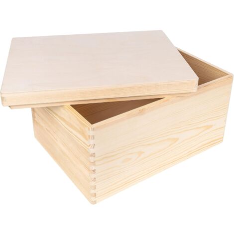 Boîte de Rangement en Bois Coffre avec Couvercle 40 x 30 x 22 cm