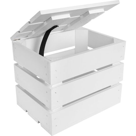 Grande Boîte de Rangement en Bois Blanc 27,5 x 20 x 21,5 cm