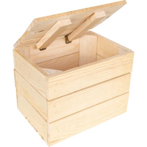 Grande Boîte de Rangement en Bois Naturel 27,5 x 20 x 21,5 cm