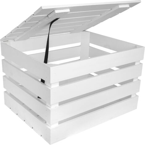 Grande Boîte de Rangement en Bois Blanc 50 x 40 x 30 cm